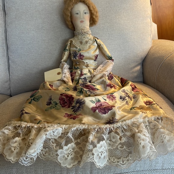 BOUDOIR DollVINTAGEAdorable Floral Patterned Dress Decorative Doll